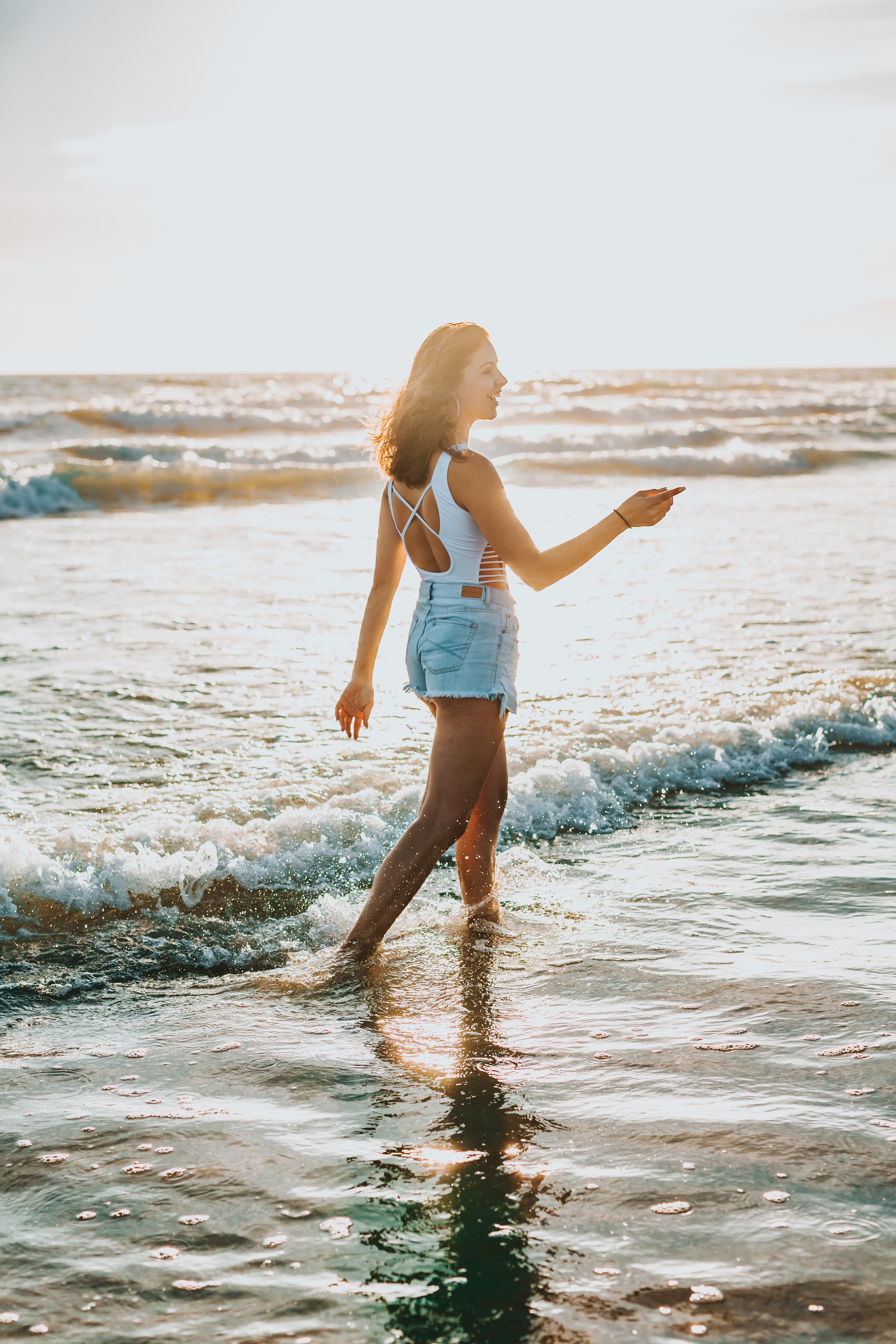 Woman walking in the beach